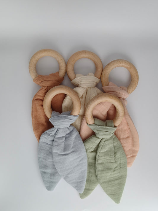 Wooden Ring and Muslin Teether