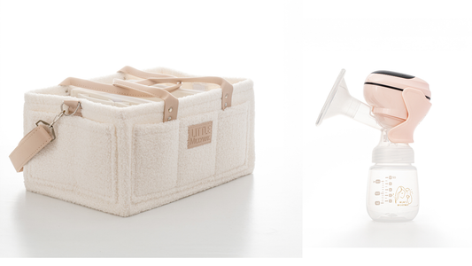 Deluxe Bouclé Nursery Caddy and Hahana Single Electric Breast Pump